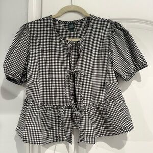 Wild Fable Black and White Gingham Blouse